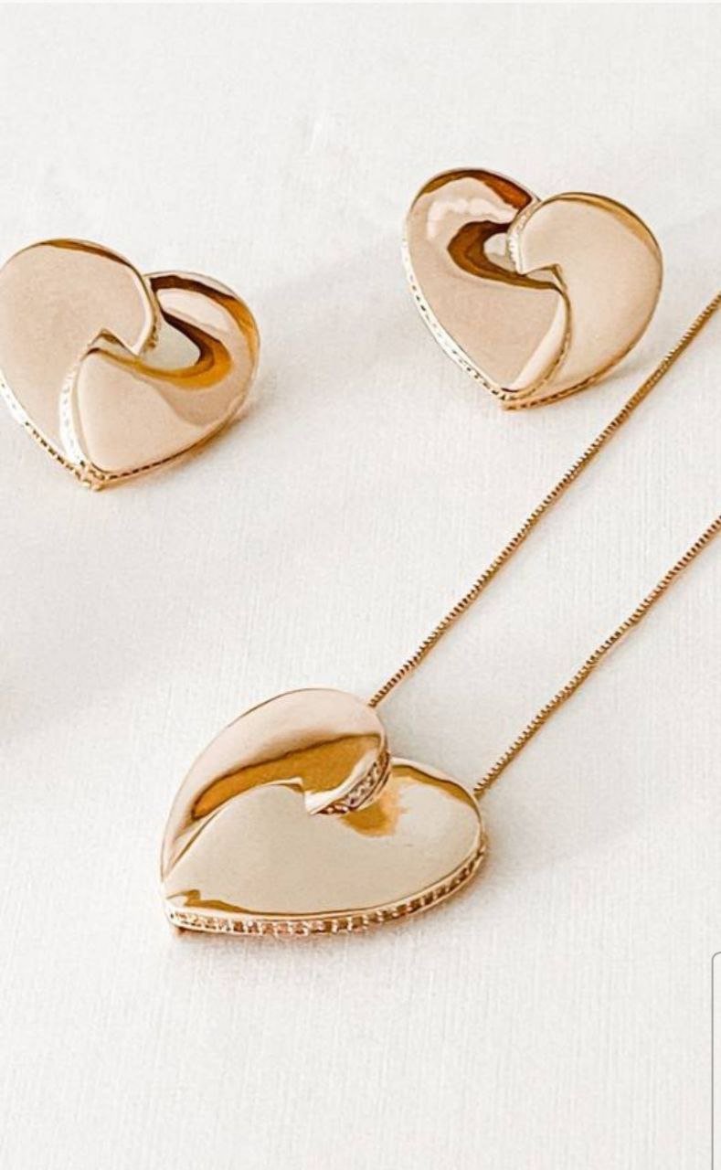 Maxi Heart Shaped Necklace Earring Set