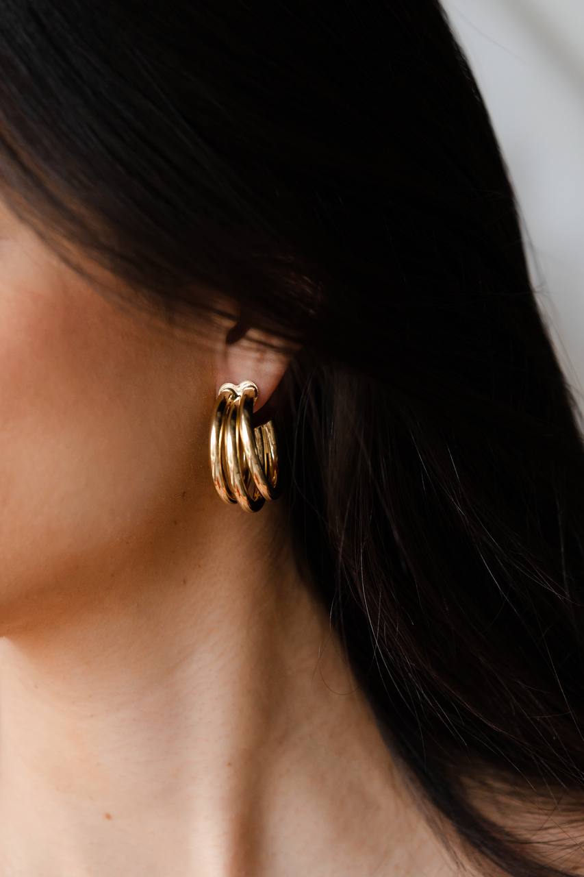 Triple Gold Chunky Hoops