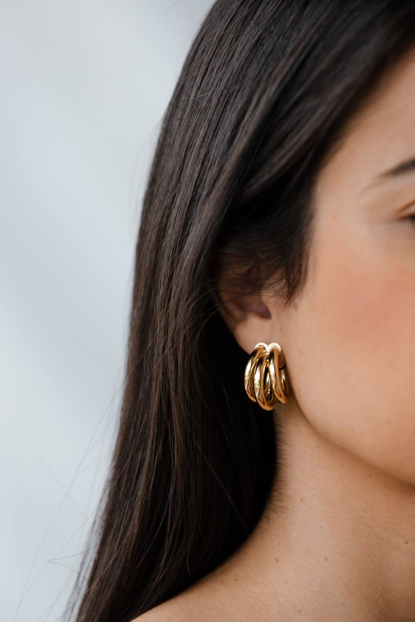 Triple Gold Chunky Hoops