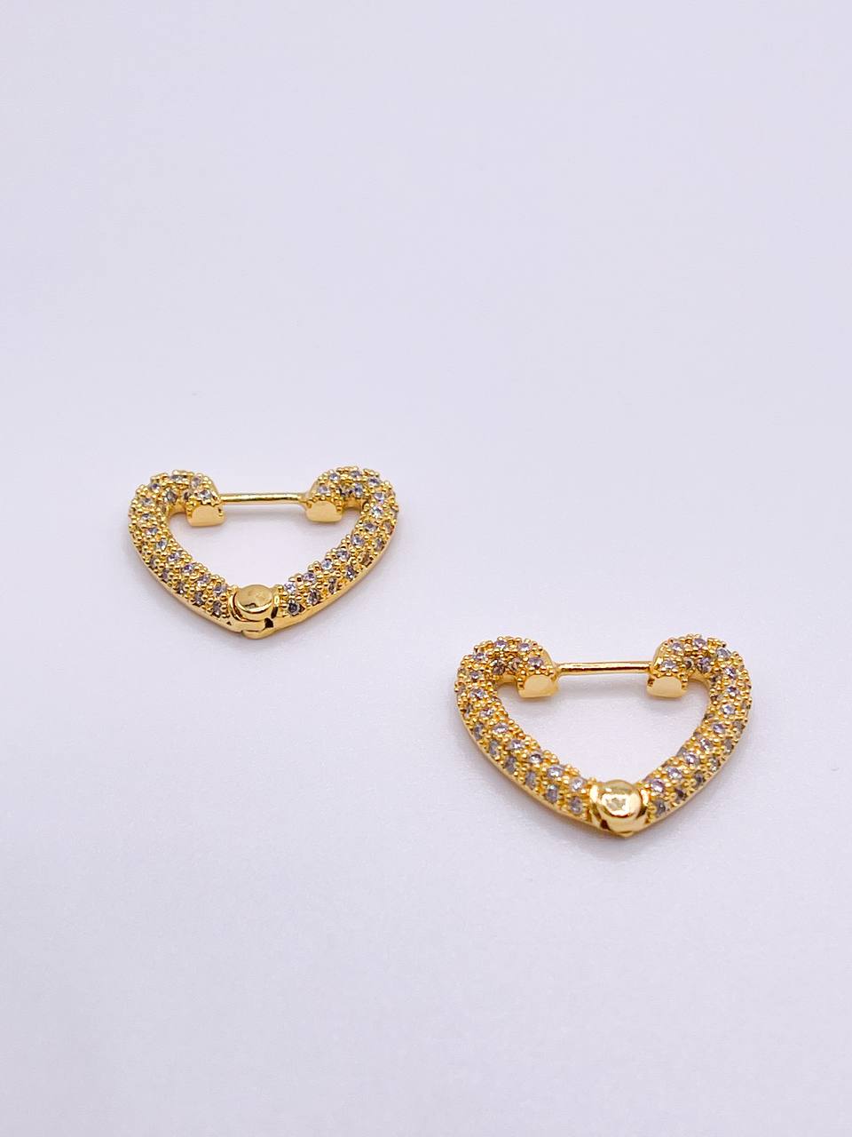 Studded Heart Mini Hoops