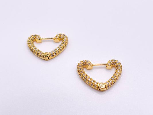 Studded Heart Mini Hoops