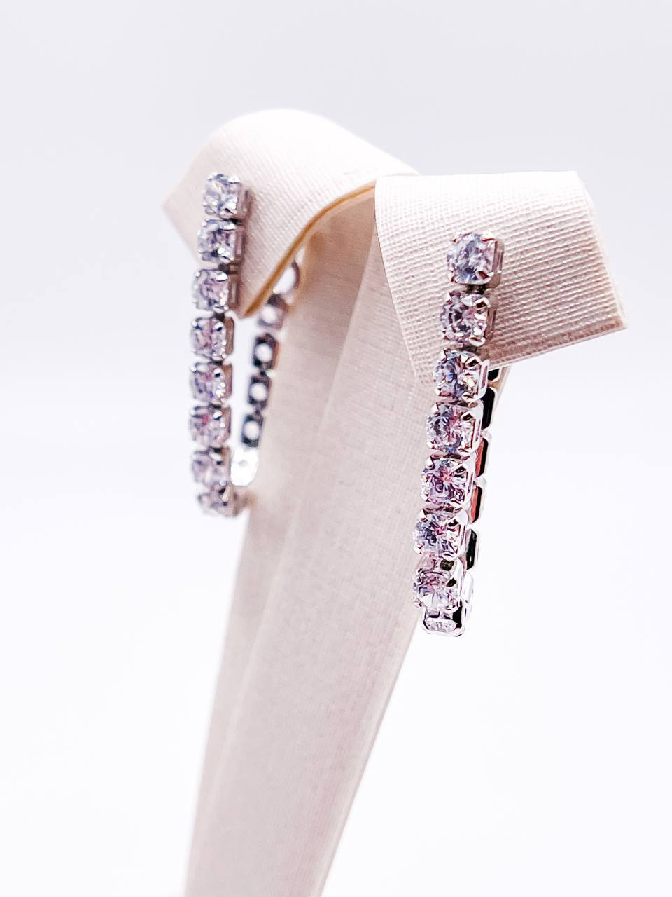 Silver Zirconia Rope Earrings