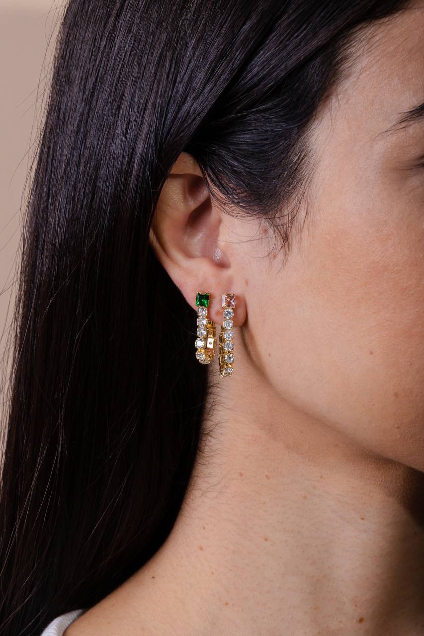 Emerald Zirconia Rope Earrings