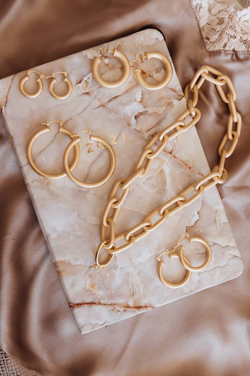 Gold Matte Hoop Earrings