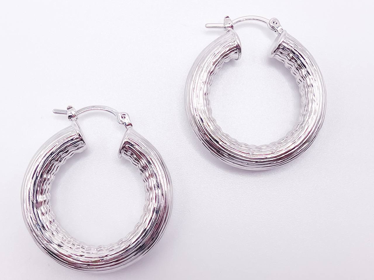 Vintage Silver Chunky Hoops Earrings