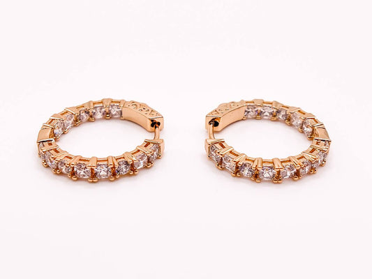 Zirconia Stone Hinge Hoop Earrings