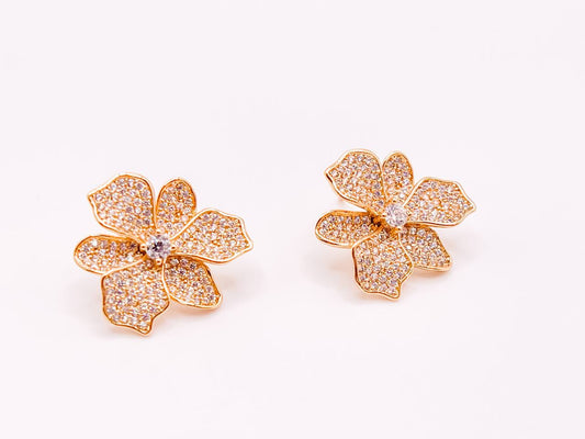 Studded Flower Charm Earring