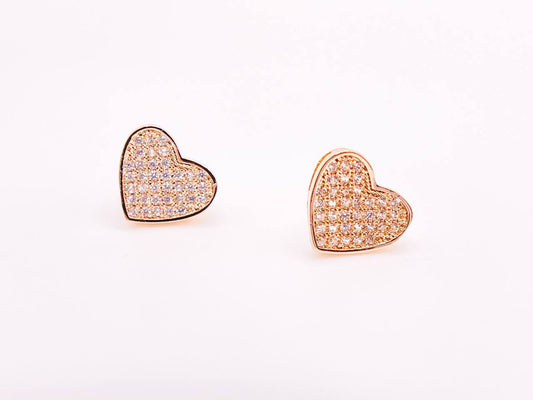 Rhinestone Heart Stud Earrings