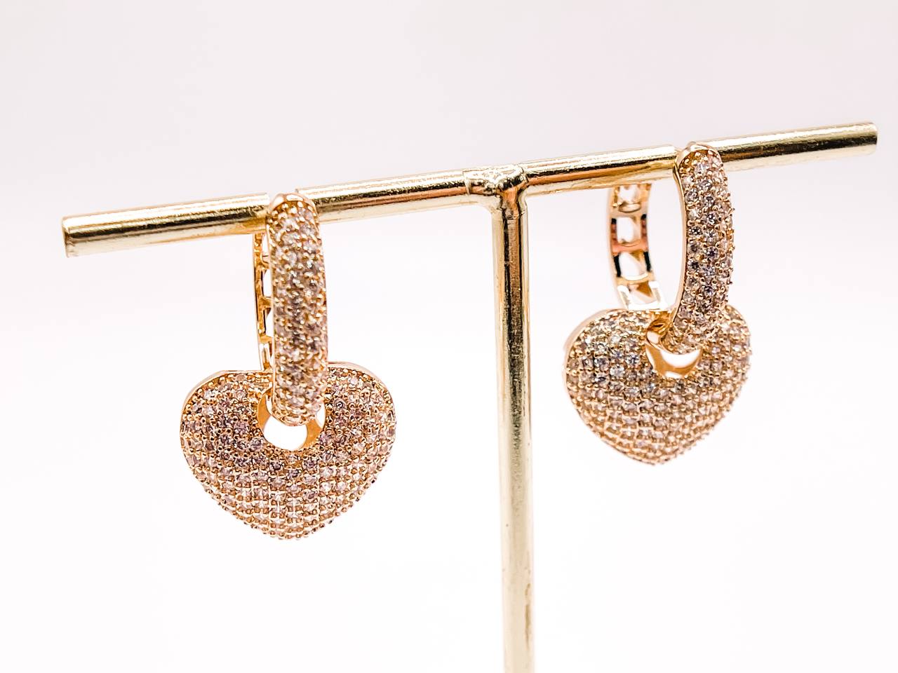 Gold Heart Huggie Hoop Earrings