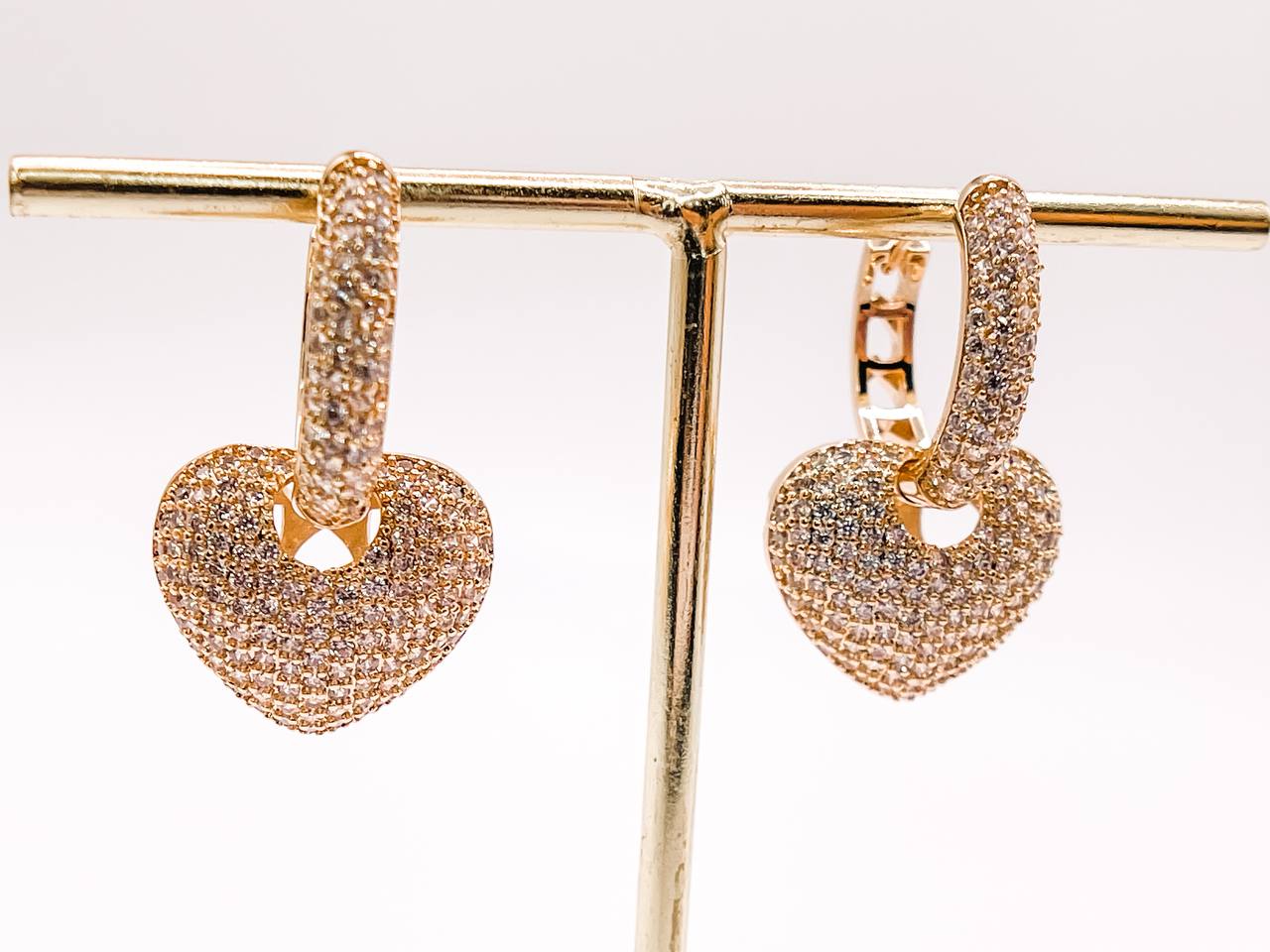 Gold Heart Huggie Hoop Earrings