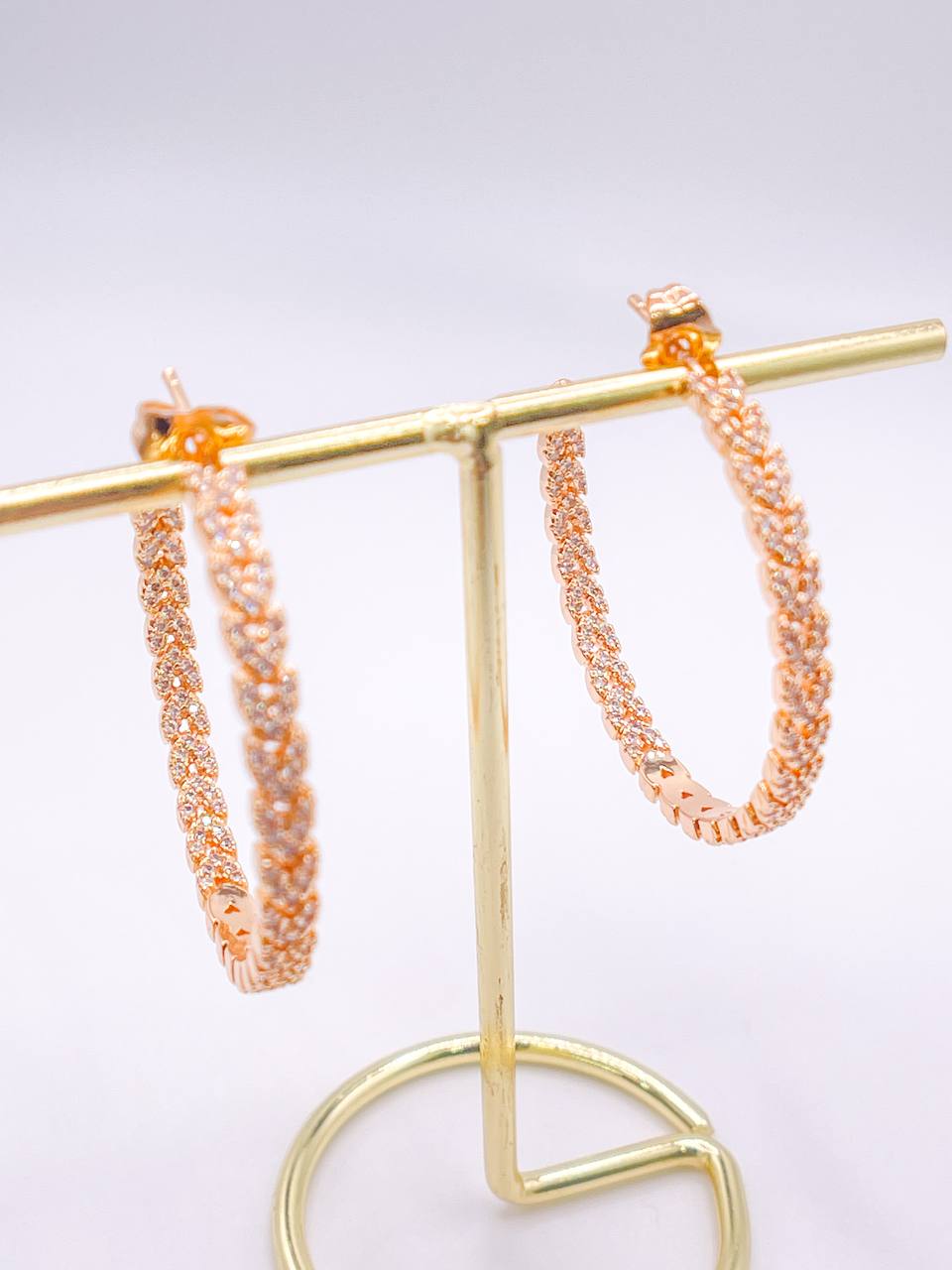 Elegant Double Studded Mini Heart Hoops